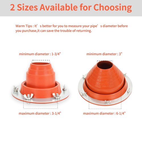 RXQNN Silicone Tent Stove Jack Kit Fitting Pipe OD 3" to 6-1/4", Flexible High Temp Stove Jack Kit for Bell Tent/Yurt/Wood Burner (#4 (Pipe OD 3" to 6-1/4"))