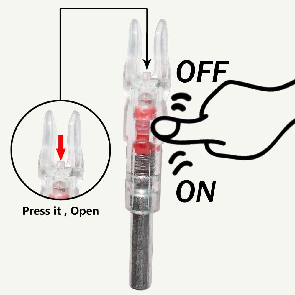 6PCS-New S Lighted Nock for Arrows with .244/6.2mm Inside Diameter Led Nocks with Switch Button for Archery Hunting