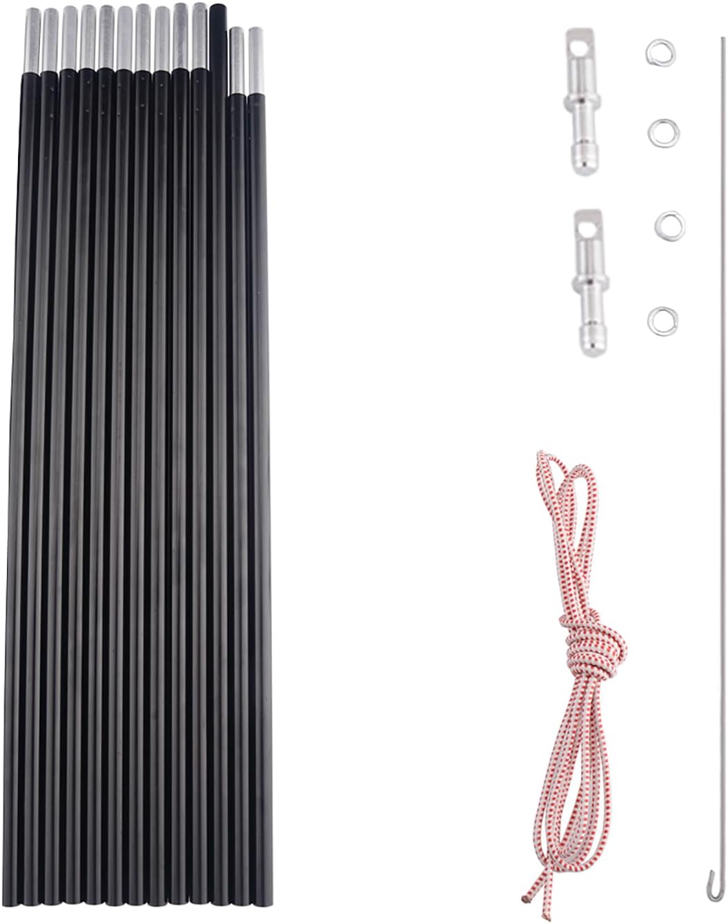 Aluminum Tent Poles Replacement, Fits Both Female and Male Ends, Lightweight Tent Pole Repair Kit, 7001 Aluminum Alloy T6 Heated