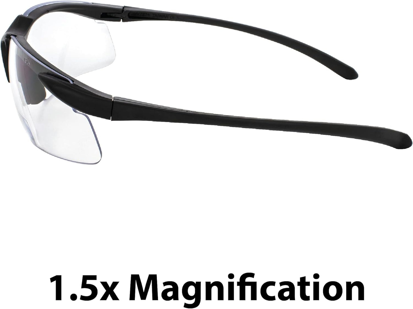 Apex +150 Series Safety Sunglasses - Matte Black Frame & Clear Lenses for UV Protection