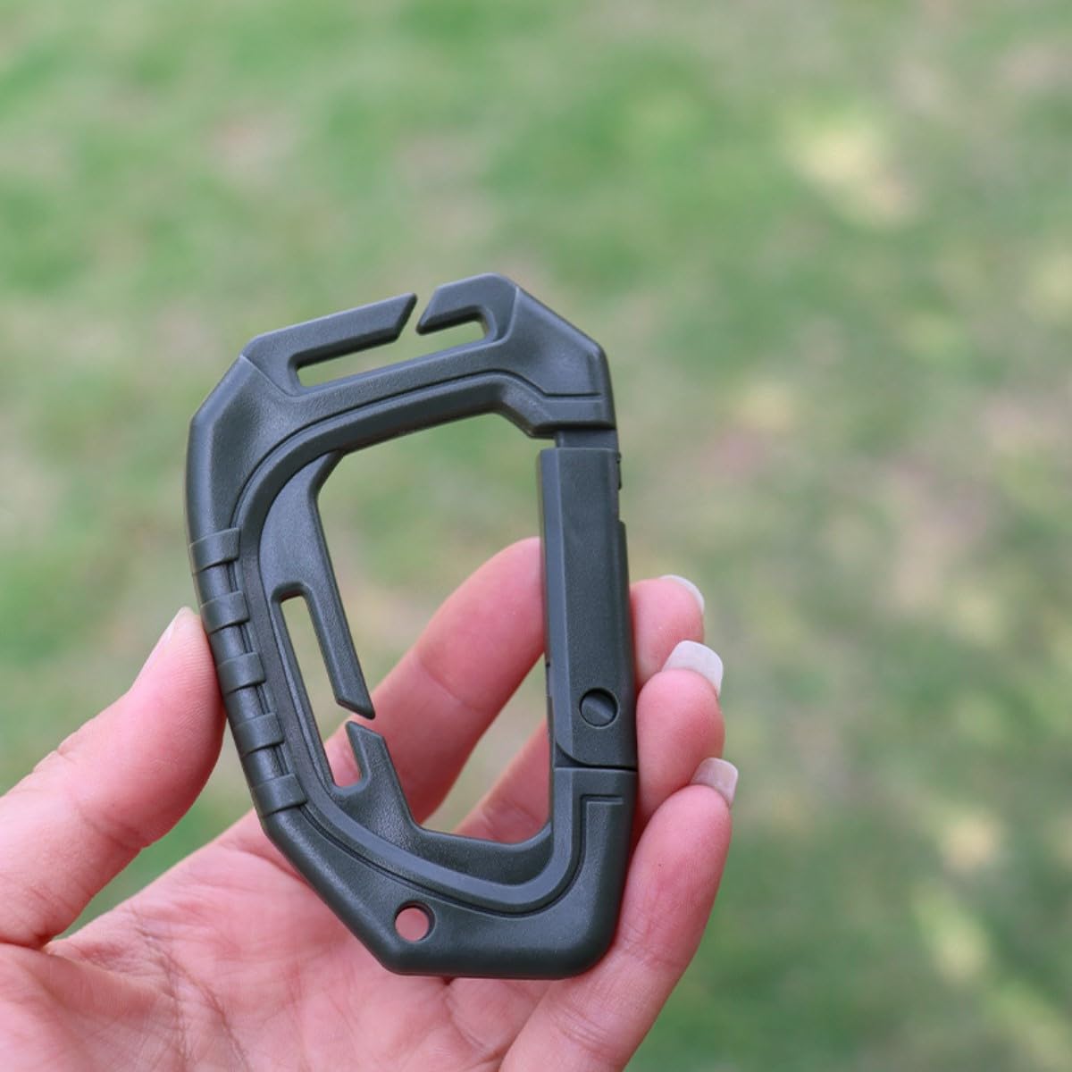 HOUSON 12PCS Tactical Carabiner Clip, Plastic Hard Polymer Carabiners D Shape Rings Keychain Buckle Light Weight Spring for Backpack Hanging Camping Outdoor Travel