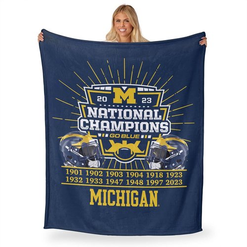 Northwest Michigan Wolverines 2023 National Champions Silk Touch Throw Blanket – 50 x 60 inches – Soft Plush College Football Fan Gear