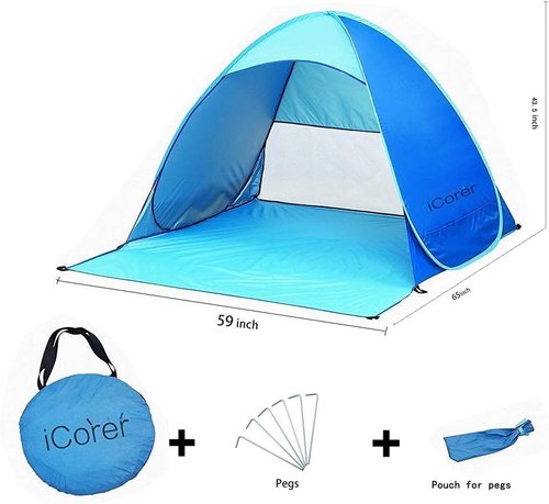 Instant Portable Beach Tent - Quick Pop-Up Sun Shelter for Outdoors