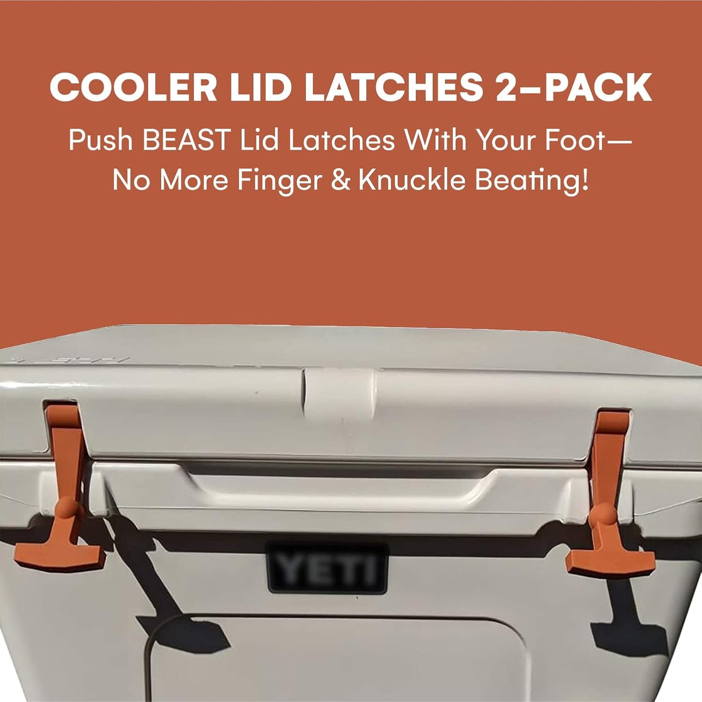 Beast Cooler Accessories 2-Pack Replacement Lid Latches for Yeti and RTIC - Black Rubber, Cooler Latches Replacement for Yeti, RTIC, and More - Hard Handle Grips, 20 Inches