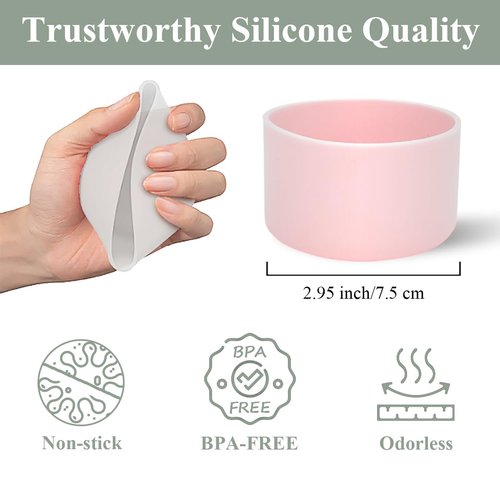 WSGALARY 2 PCS Protective Silicone Boot for Hydro Flask Tumbler 40oz 32oz 24oz, Anti-Slip Water Bottle Accessories Bottom Boot Sleeve Cover for Hydro Flask Travel Tumbler [Pink+Transparent]