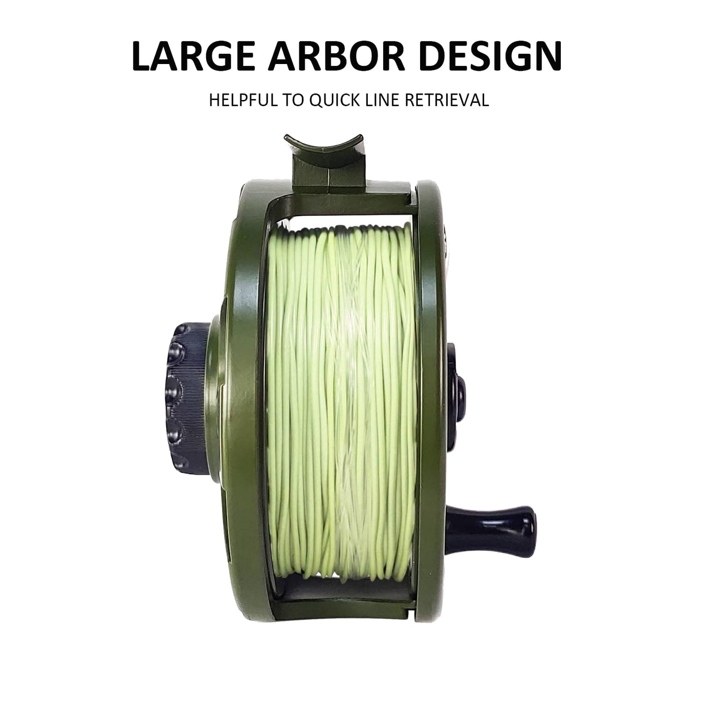 Aventik HVCE Graphite Fly Reel Center Drag System Classic III Graphite Large Arbor Sizes 3/4, 5/6, 7/8wt Fly Fishing Reels with Line (5/6 with Line)