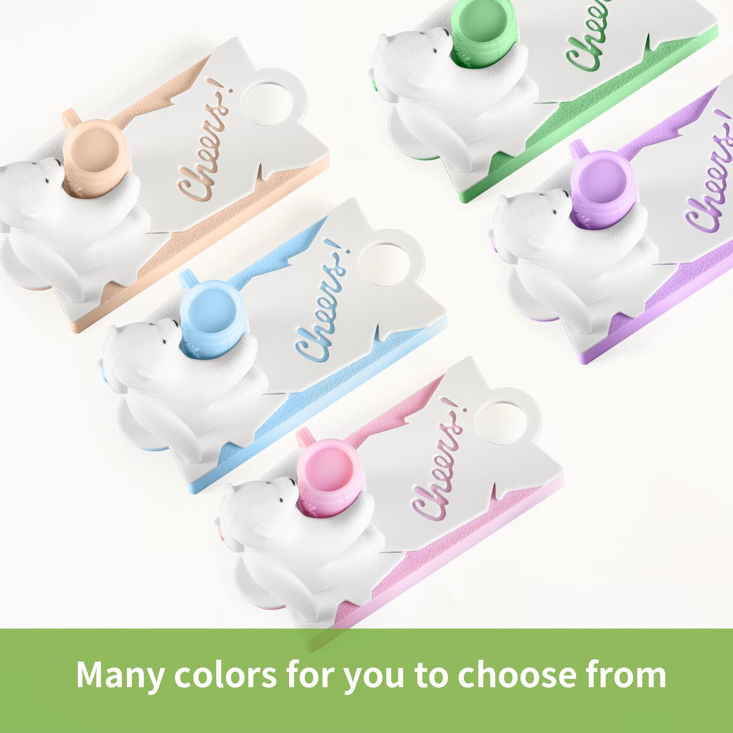 Angel Bear Name Plate with 2PCS Straw Caps for Stanley Cup Cute Funny Accessories for Man & Woman Gift (Bear Cheers 40oz Purple)