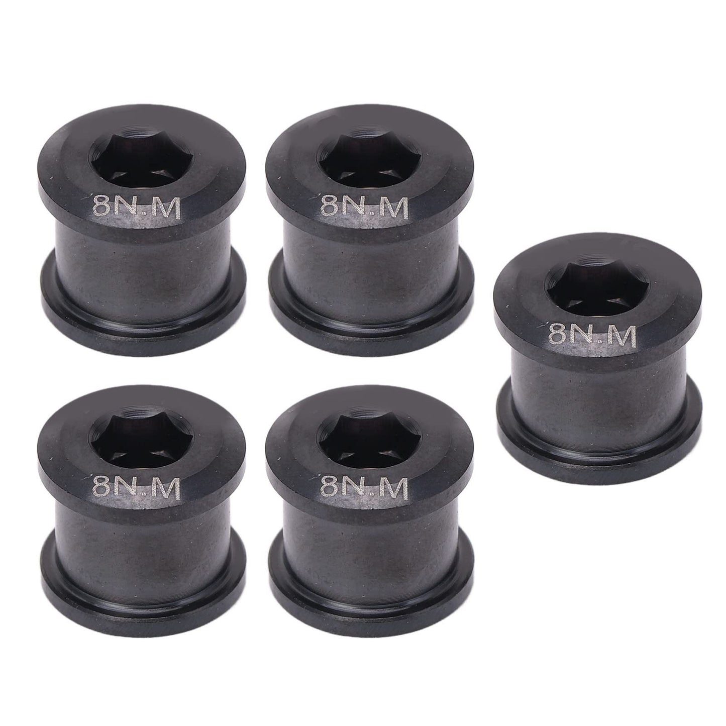 Single Chainring Bolts, Alloy Chain Ring Bolts Durable Protection Light Weight 5 Pcs for Mountain Bike(Black)