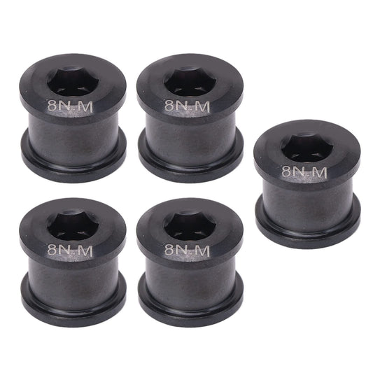 Single Chainring Bolts, Alloy Chain Ring Bolts Durable Protection Light Weight 5 Pcs for Mountain Bike(Black)