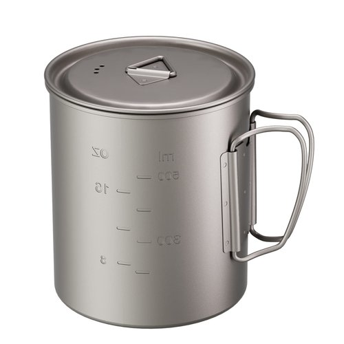 TIANDLIFE Titanium Mug, 750ml / 25 oz Outdoor Camping Coffee Cup with Lid and Foldable Handle, Titanium Pot for Hiking, Travelling, Backpacking, Open Fire