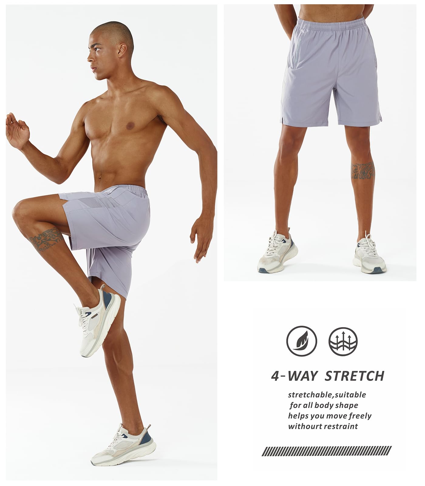 NORTHYARD Men's Running Athletic Shorts 5"/ 7"/ 9" Workout Gym Short Tennis Quick Dry Active Sport Hiking Basketball-7'' Stone-L