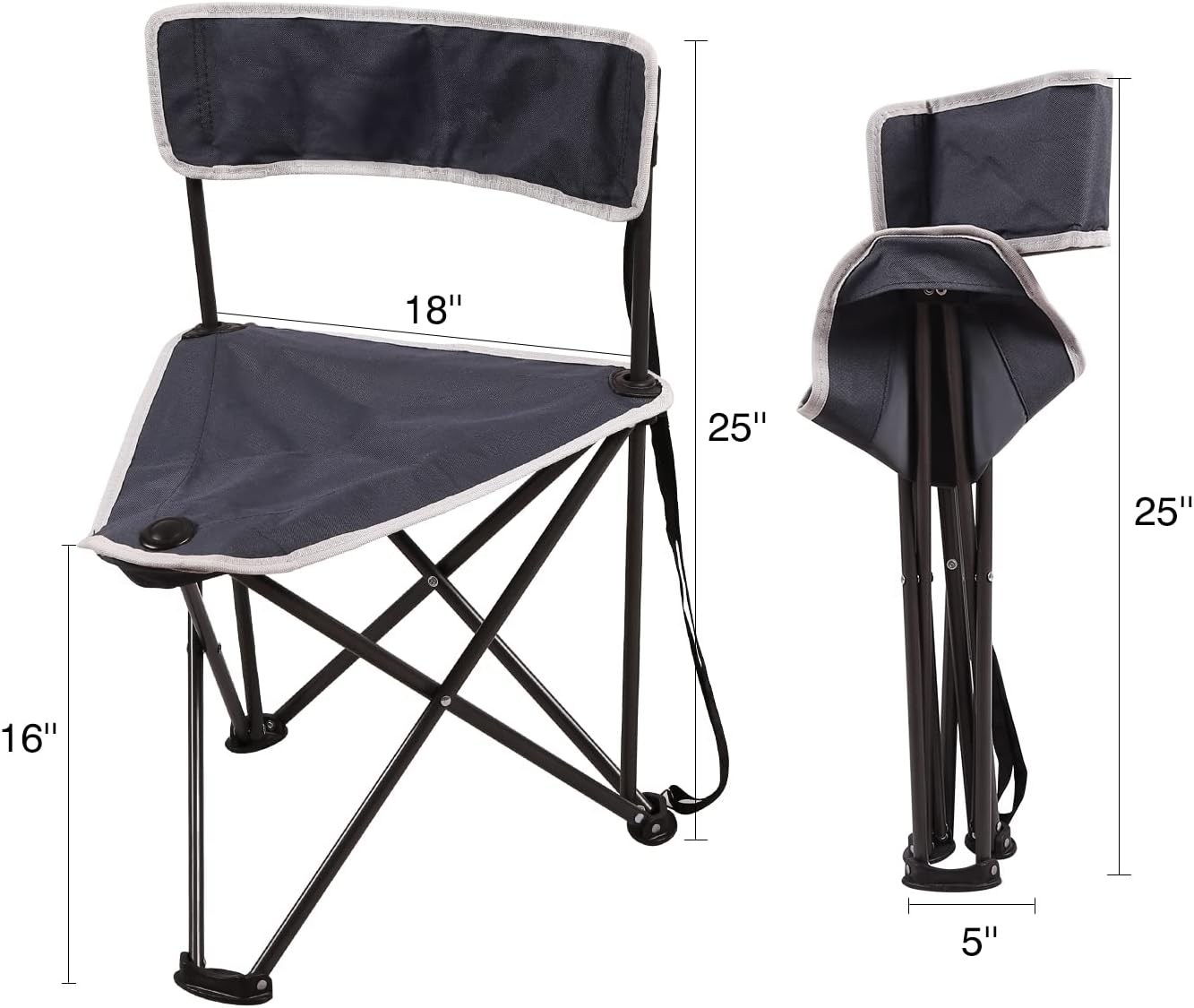 REDCAMP 2 Pack Tripod Hunting Chairs for Blinds, Folding Lightweight Portable Fishing Chair for Adults Hunting Stools with Backrest, Golf Chairs for Spectators, Camo