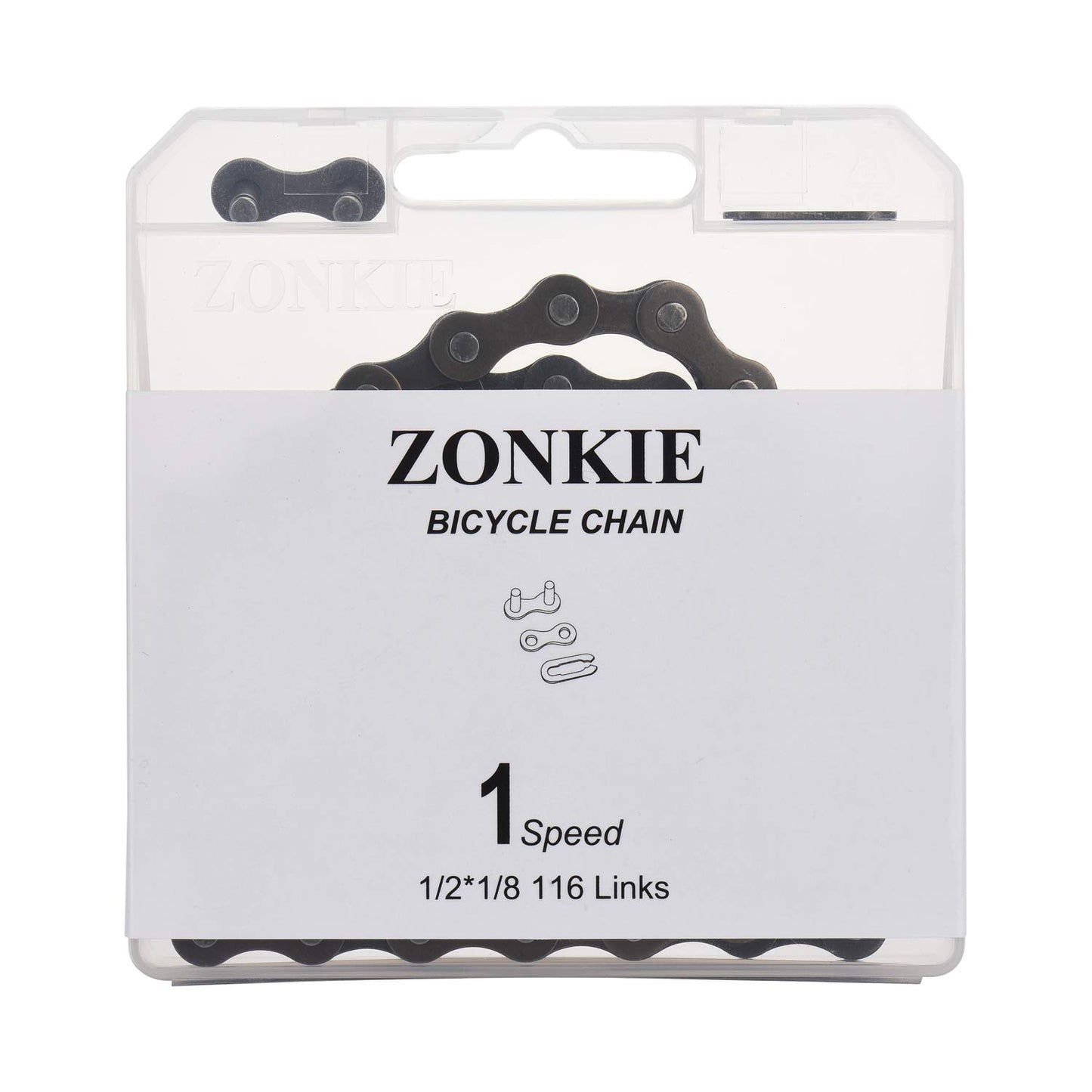 ZONKIE Bike Chain Single-Speed, Bicycle Chain 1 Speed, 1/2 × 1/8 inch,116 Links