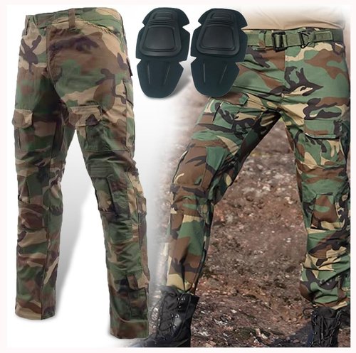 H World Shopping Military Army Tactical Airsoft Paintball Shooting Pants Combat Men Pants with Knee Pads Jungle camo (M-32W)