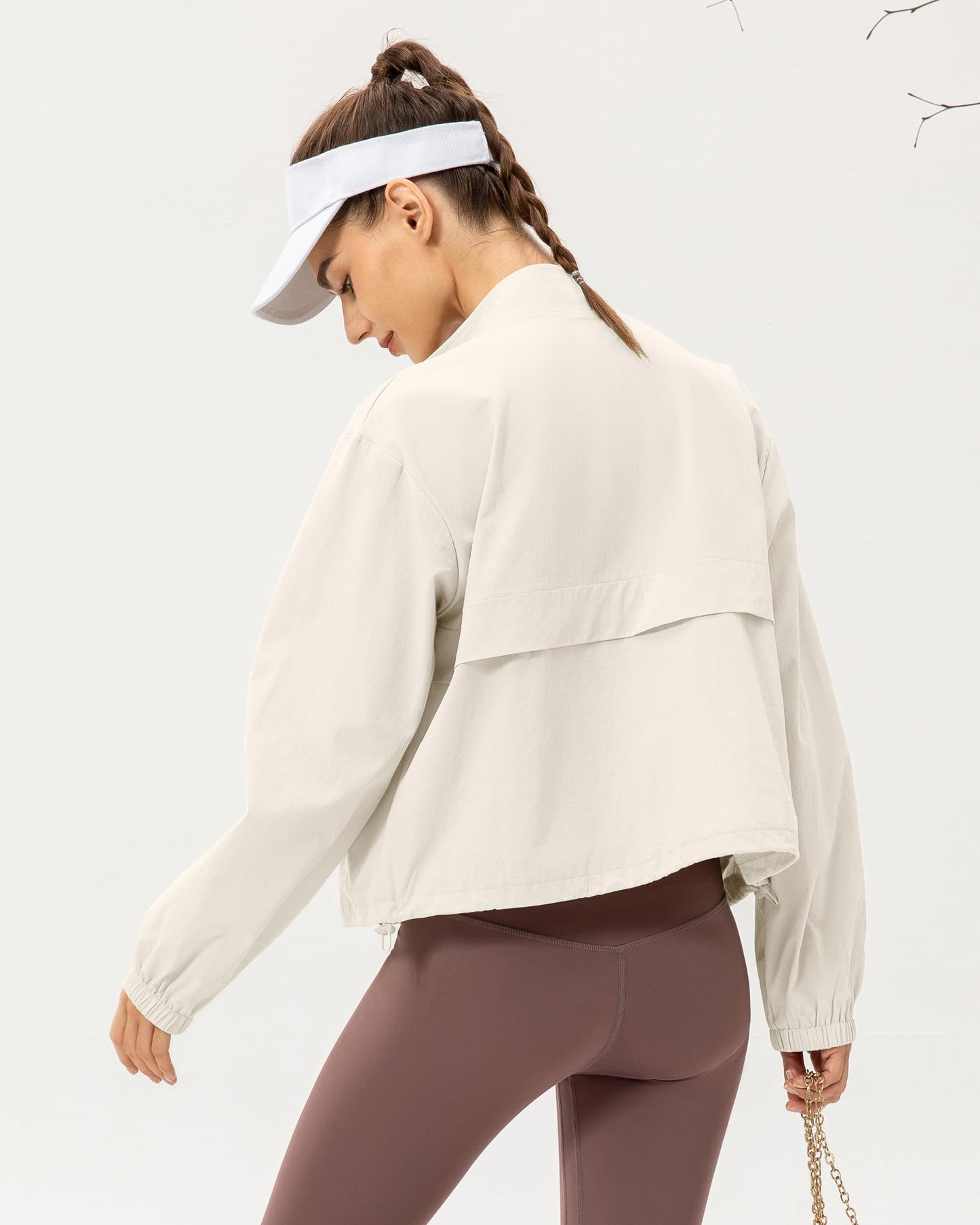 YOQYO Women's Lightweight Zip Up Athletic Workout Jacket Stand Collar Sun Protection Shirts Outdoor Jackets Beige XL