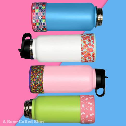 Silicone Water Bottle Boot for Stanley Cup, Hydro Flask, YETI, Owala, Simple Modern, HydroFlask Tumbler Bottles | SLIM | Berry Bouquet Check | Compatible with 12oz, 18oz, 20oz, 24oz, 32oz, 40oz