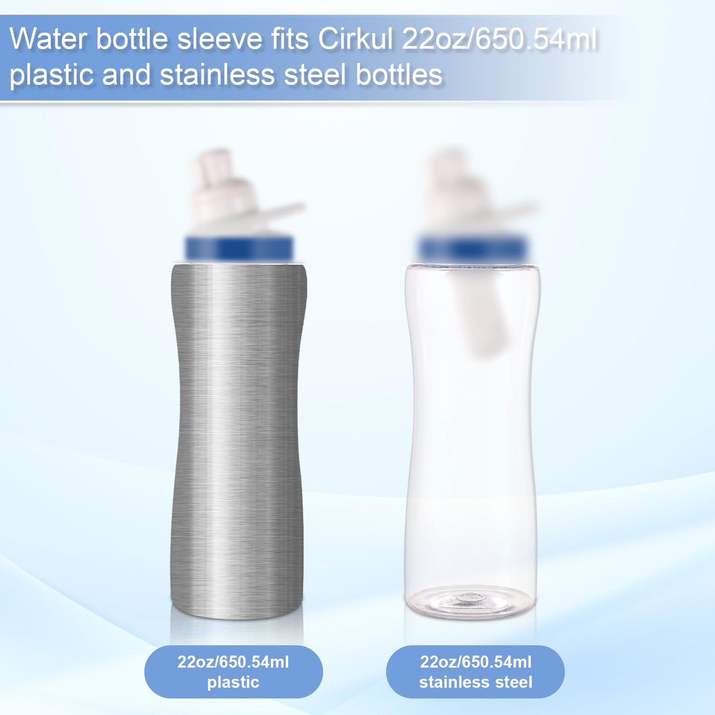 2pcs Water Bottle Sleeve, Water Bottle Replacement Cover with Adjustable Rope Bottle Boot Cup Holder Water Bottle Accessories for Cirkul (Blue)