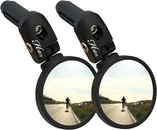 Hafny Bar End Bike / Bicycle Mirror, Stainless Steel Lens , Safe Adjustable Rearview Cycle / E-bike Mirror, HF-MR083 (Black 62mm)