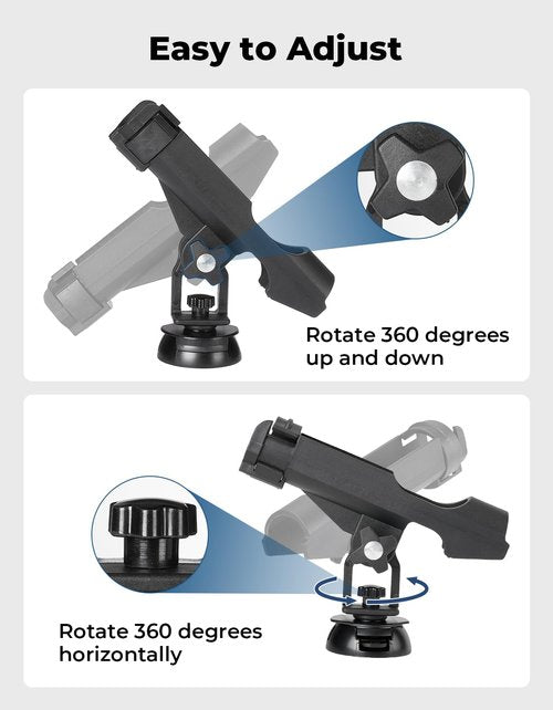 KEMIMOTO Kayak Fishing Rod Holder Fishing Pole Holder - T-Shaped Screw Mounted/Track Mount On Rail 360° Adjustable with Lock System for Kayak, Canoe, Fishing Boat Accessories