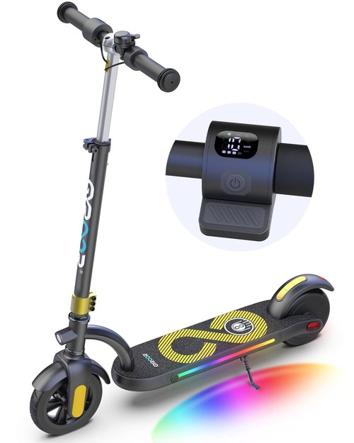 Gyroor H40 Kids Electric Scooter, 180W Motor, Up to 10 MPH, LED Display & Colorful Lights, Adjustable Height, for Boys & Girls Ages 8-12, Great Birthday Gift,H40-Gold