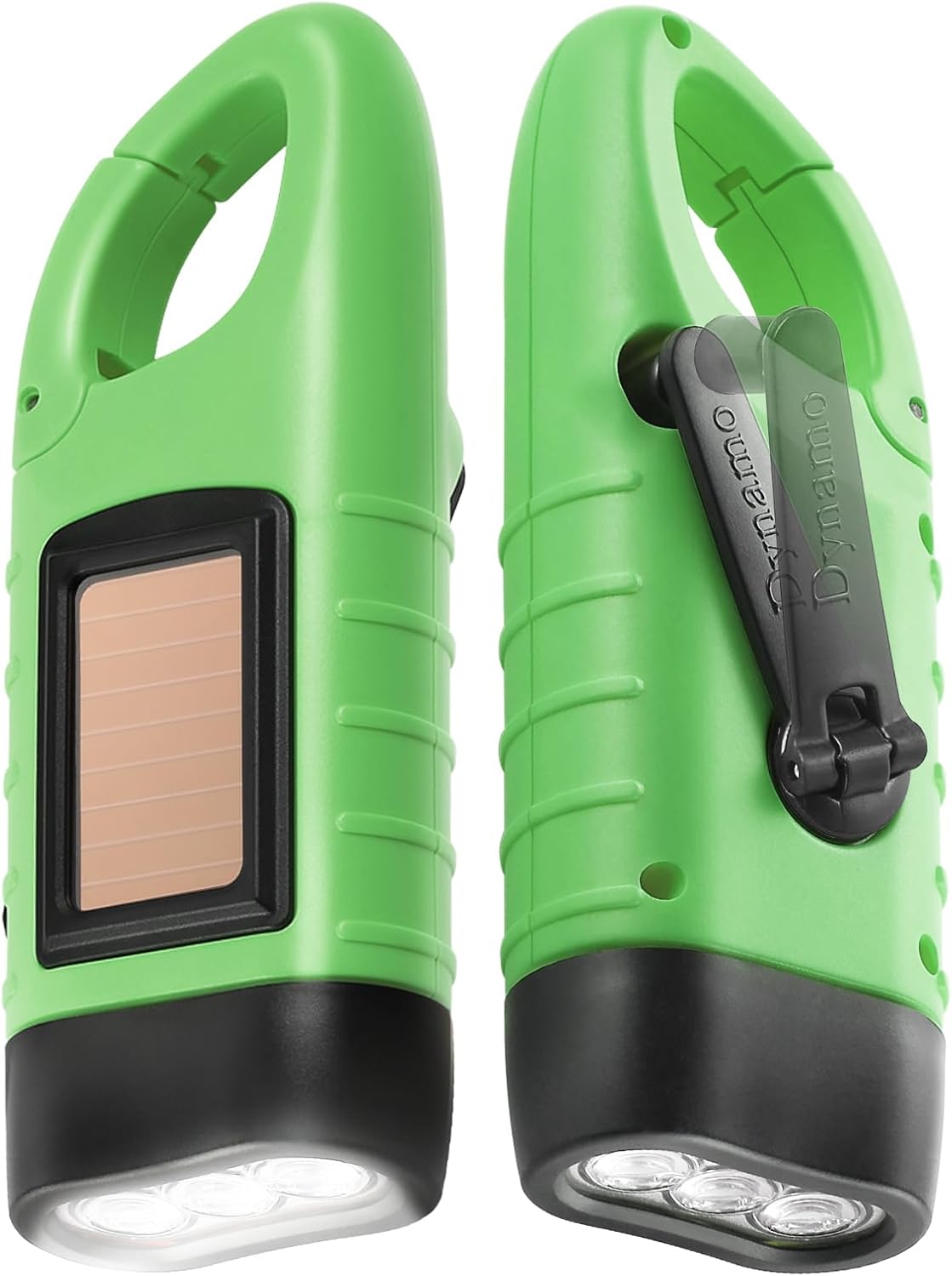 Simpeak 2-Pack Hand Crank Solar Powered LED Flashlight, Emergency Survival Flashlight Torch for Outdoor Sports, Green