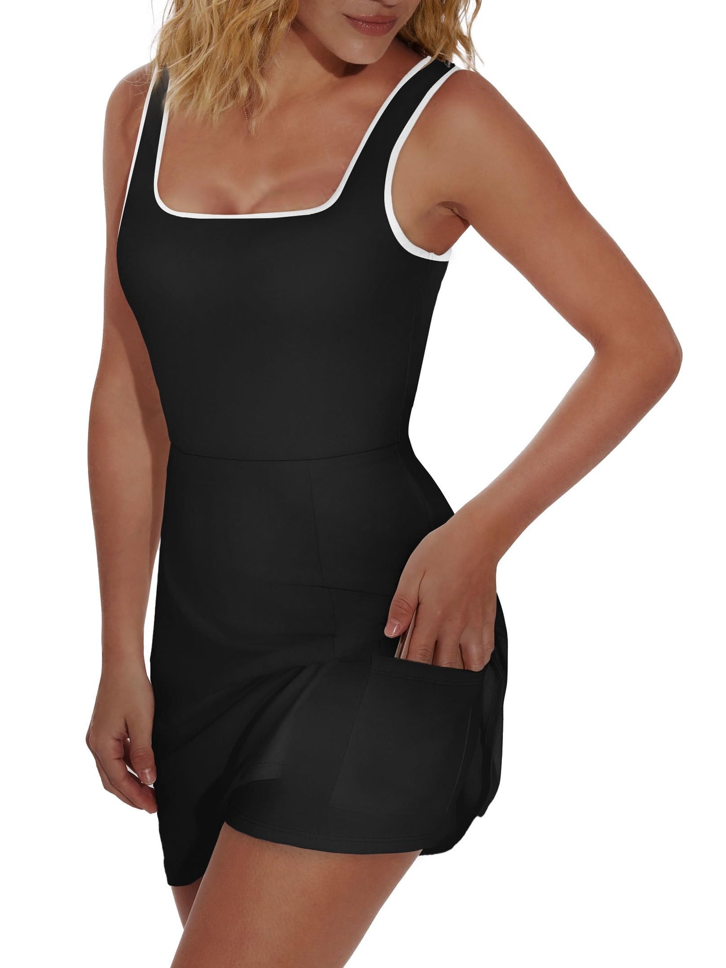 OFEEFAN Womens Athletic Dress Tennis Golf Bodycon Workout Active Skort Summer Clothes Casual Graduation Concert Date Spring OutfitsWhite Trim XL