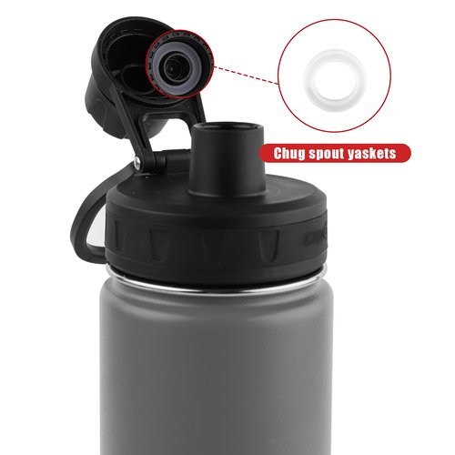PEUTIER 6pcs Water Bottle Gasket Replacements for DRINCO 14/18/22/32/40/64oz, Chug Spout Seal Gasket Silicone Sealing Ring Stainless Steel Water Bottle Spout Lid Gasket for DRINCO Straw Lids, White