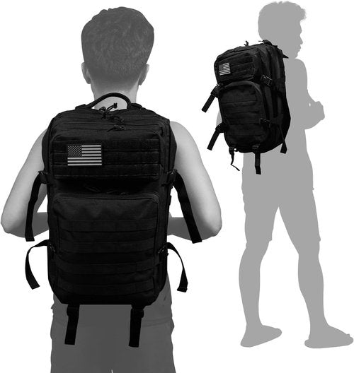MODERN NEEDS 40L Tactical Backpack for men | 7 Compartments | Padded Comfort | Military Backpack | Heavy-Duty Nylon | Versatile Use | Outdoor Survival, Camping, Gym, Travel, Black