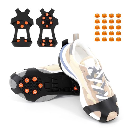 UNITACKLE Anti Slip Ice Cleats, Ice Snow Traction Cleats for Walking on Snow and Ice, 10 Steel Studs Crampons, Ice Snow Grips with Extra 20 Replacement Studs for Shoes and Boots