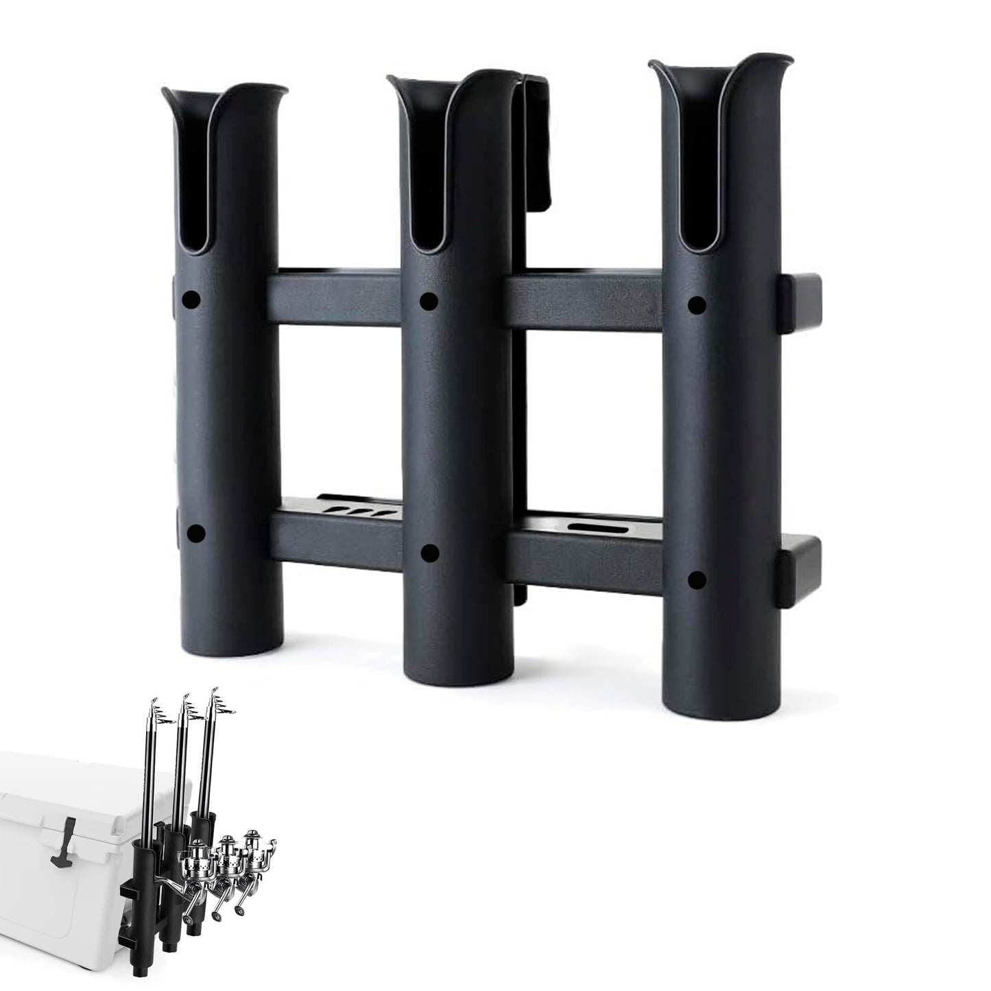 YETI & RTIC Cooler Fishing Rod Holder - 3 Link Fishing Rod Rack for Boat, Kayak Fishing Accessories with Tie-Down Slot