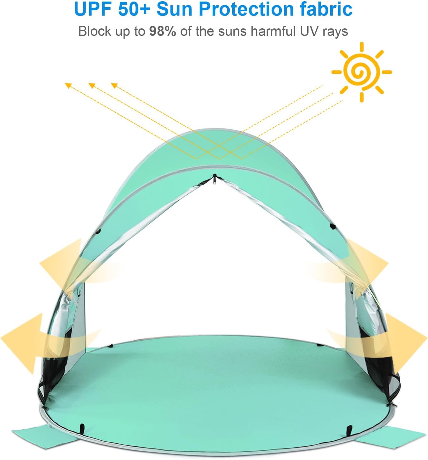 WolfWise UPF 50+ Easy Pop Up 3 Person Beach Tent Sport Umbrella Instant Sun Shelter Tent Sun Shade Canopy