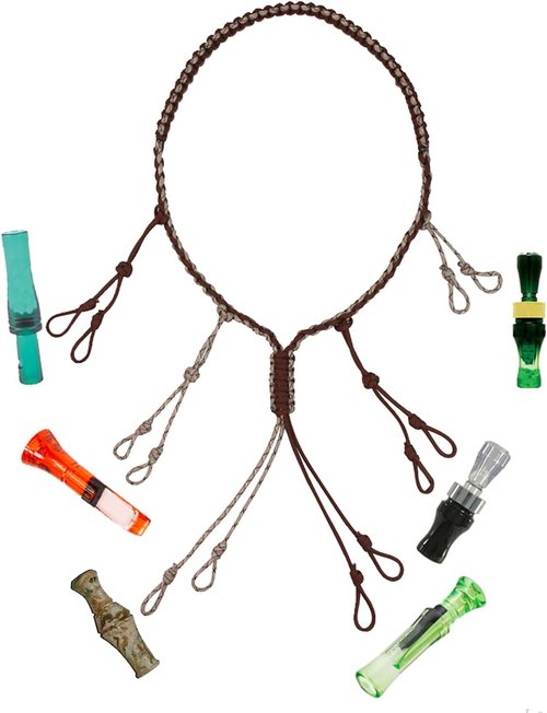 Duck Call Lanyard Hunting Goose Calls Paracord Braided Necklace 12 Adjustable Loops Outdoor Predator Gear Nylon Game Call for Pheasant Waterfowl