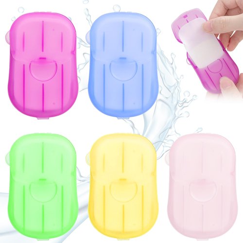 TypoGrove 500PCS Eco Travel Soap Leaves, Portable Cleanser with 5 Scents, Paper Hand Cleaner Fragrance Color Soap Paper, Biodegradable Hand Washing Sheets for Camping/Hiking (6.5x4cm)
