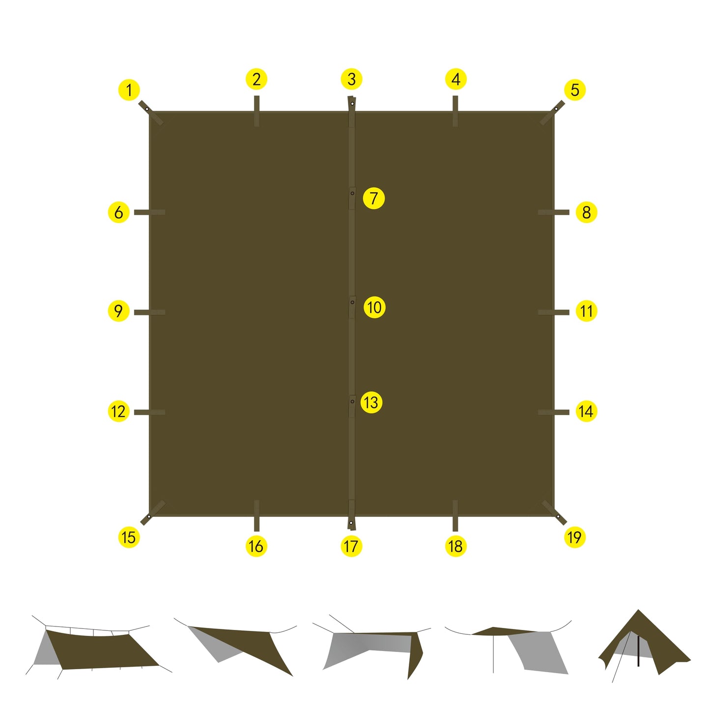 GOLDCAMP Waterproof Camping Tarp，70D Nylon 10X10FT Hammock Rain Fly ，UV 50+ and PU15000mm Tent Tarp Shelter Canopy，Heavy Duty Multifunctional Sun Shade or Rain Fly Essentials for Hiking Backpacking