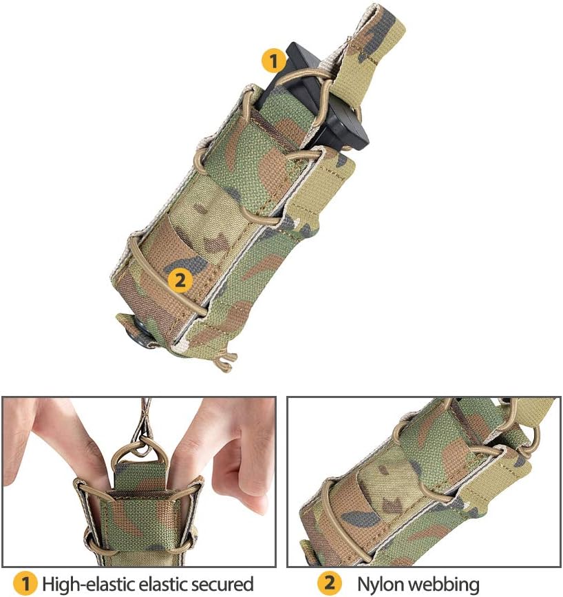 EXCELLENT ELITE SPANKER Open Top Single Pistol Mag Pouch Flashlight Holder Magazine for Glock19 M1911 Magazines (Multicam)