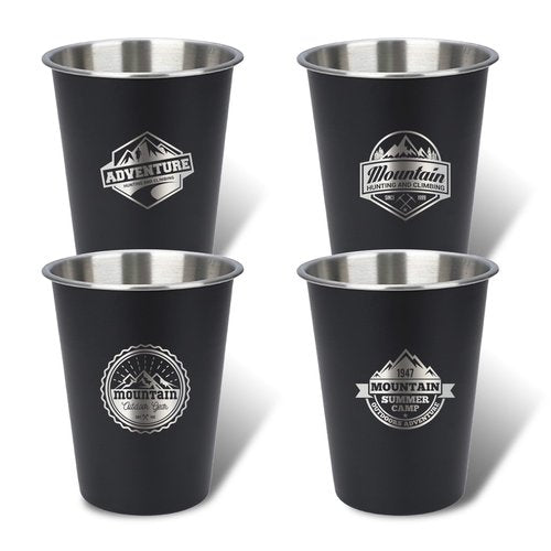 TNYAMI 4pcs Camping Cup - Mountain Theme 12oz Stainless Steel Camping Mug for Outdoor Picnic Hiking Fishing Tumbler