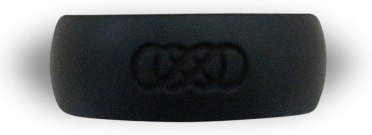 Silicone Wedding Ring, Double Infinity, Mens Ring (Black, 11)