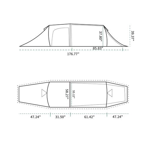 TENPLAY Camping Tent with Porch,2-3 Person,Double Layers,210T Taffeta,SBS Zipper,PU5000mm,Ultralight 11LBS,Easy Set up,2 Room 2 Doors,4 Season for Outdoor Camping Hiking Travel.
