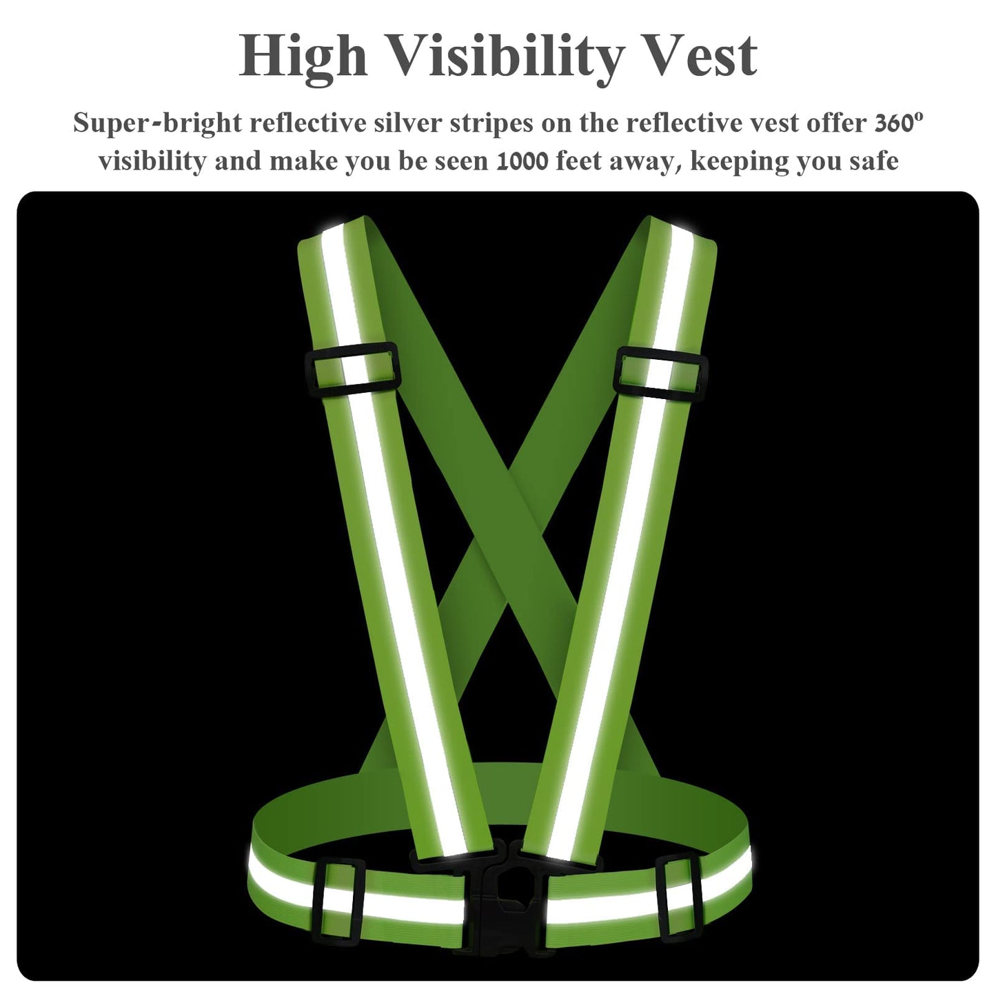 Astini Reflective Vest Running Gear 2Pack, High Visibility Adjustable Safety VES for Night Cycling,Hiking, Jogging,Dog Walking