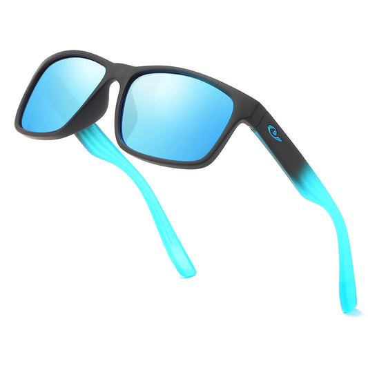 Tramean Polarized Sunglasses for Men Women UV400 Protection Sports Fishing Sun Glasses Driving Shades,Black&Blue/Blue