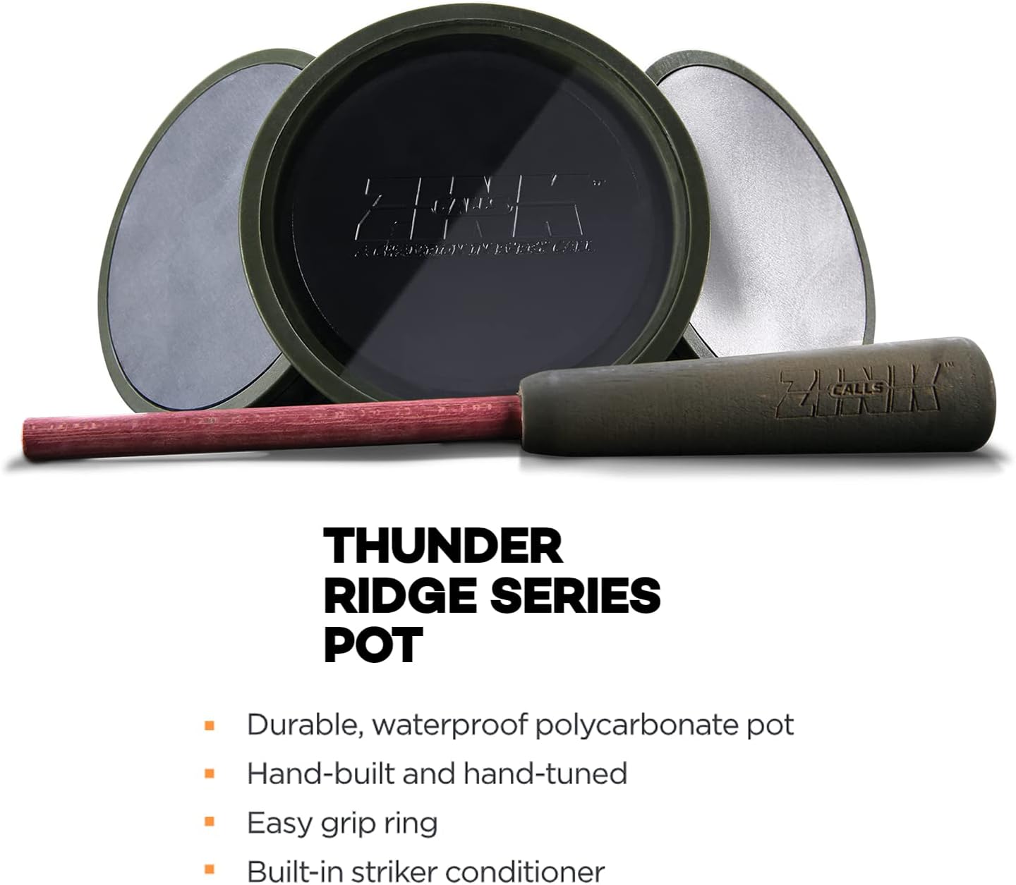 Zink Thunder Ridge Series Hunting Pot Turkey Call | Durable Waterproof Polycarbonate Hand-Built Hand-Tuned User-Friendly
