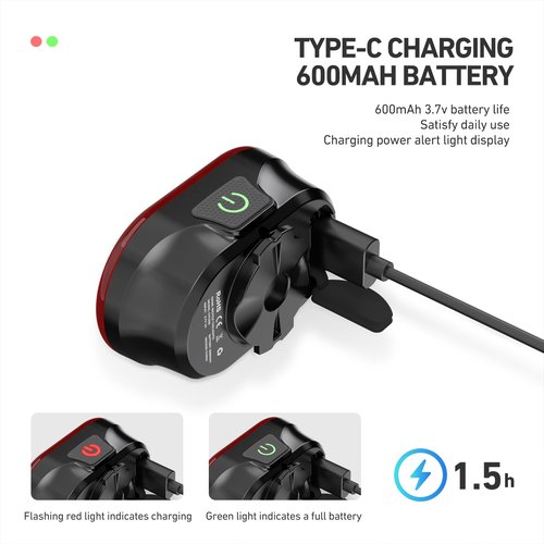 CYCLAMI Bike Lights Front and Rear, Smart Headlight and Tail Light, 11+20 Modes Brake Sensing Bicycle Back Lights USB Rechargeable Bike Lights Set, Waterproof IP6, Cycling Safety Accessories