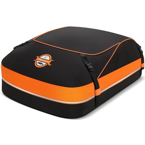 Sailnovo Car Rooftop Cargo Carrier Roof Bag, 15 Cubic Feet Waterproof Rooftop Cargo Carrier Bag, Fit Car with Without Luggage Rack - Cartop Carrier Bag with Tie-Down Strap, Safety Hook