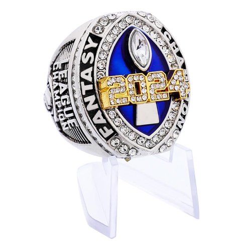 guancrown Fantasy Football Championship 2024 Ring Award Prize Sports Winner FFL Champion Ring (Ring with Stand, Size 11)