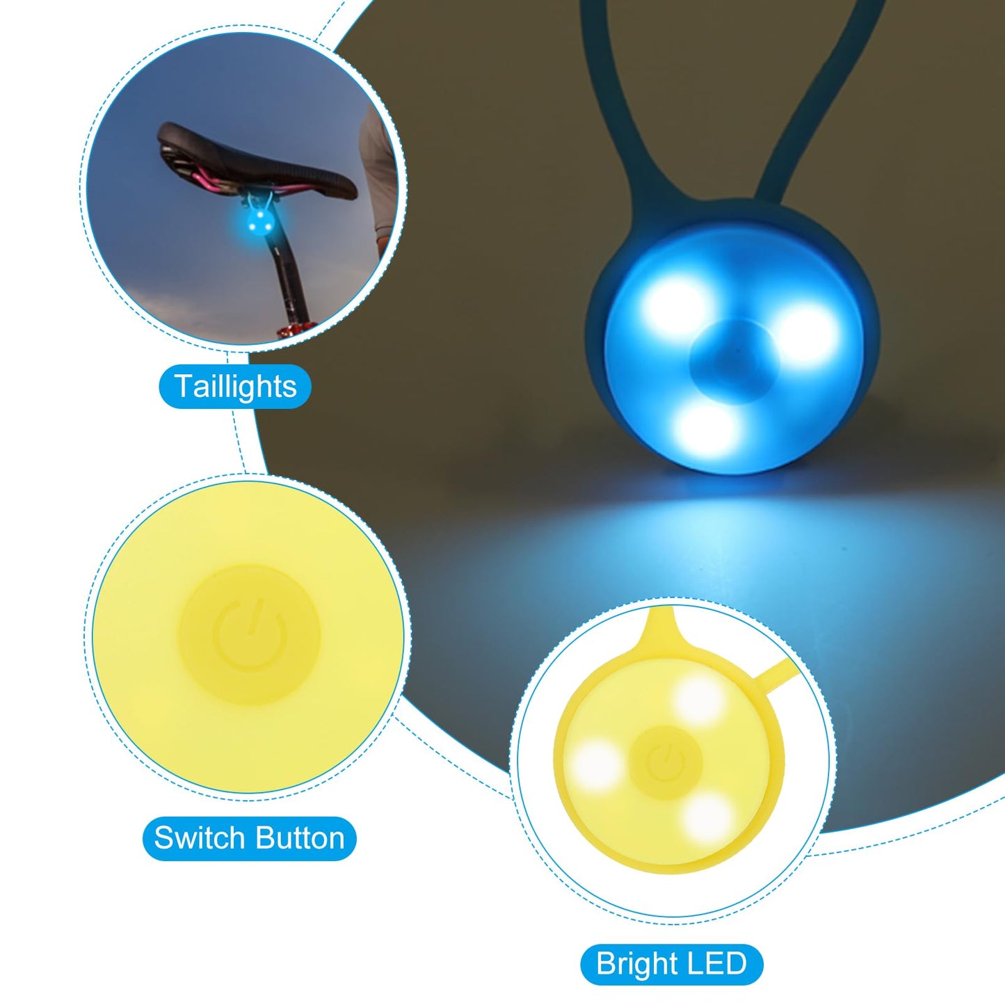 PATIKIL LED Running Light, 2 Pack Silicone Rope Bike Safety Light Running Lights for Runners, Cycling, Dog Walking, Yellow