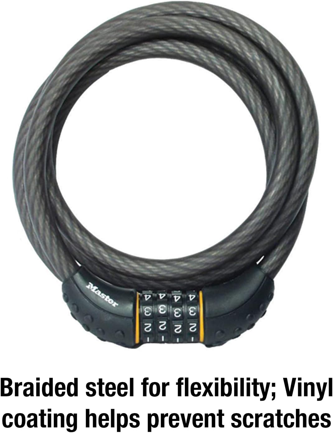 Master Lock Cable Lock, Set Your Own Combination Bike Lock, 6 ft. Long, Black, 8122D