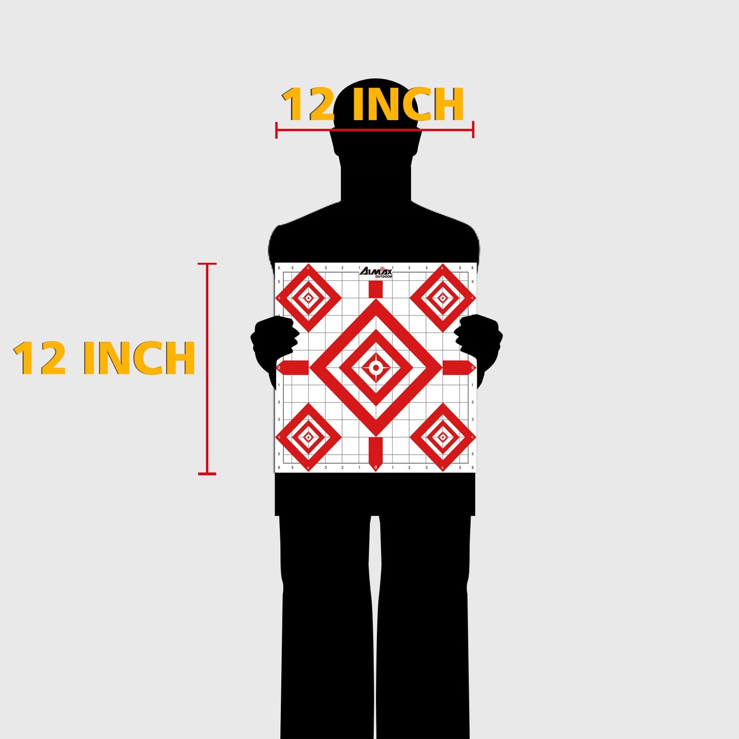 Aimax Outdoor 12"x12" Sight in Paper Shooting Targets, Shooting Range Paper Target for BB Gun, Airsoft, Handgun, Pistol, Rifle, Fit for Pellet Gun Target Trap (50 Pack)