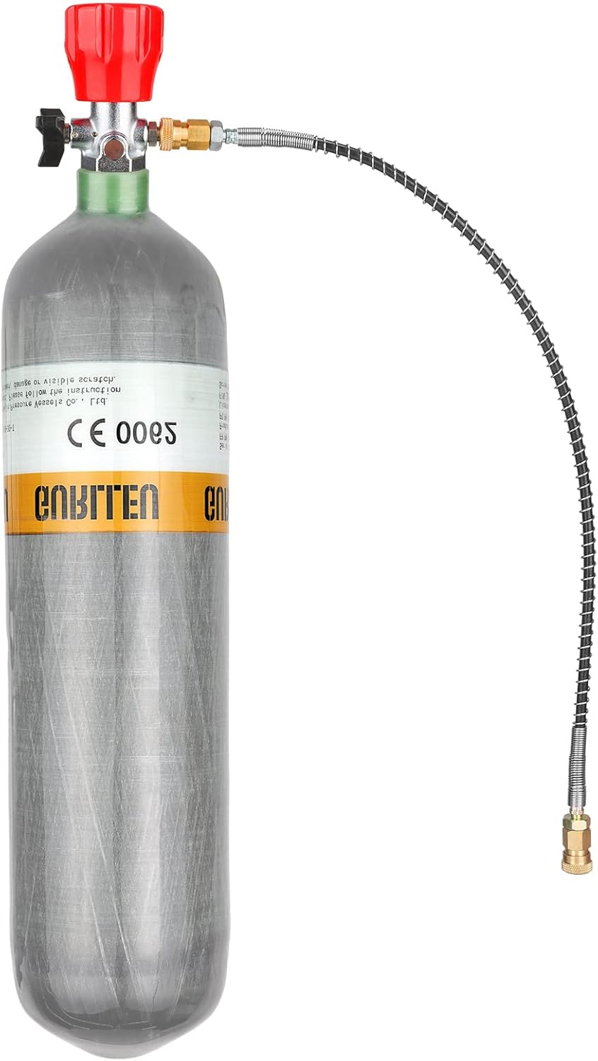 3L 4500psi Carbon Fiber Air Tank & Fill Station for PCP Paintball Scuba SCBA（Empty Bottle） (Red Gauge Tank Kits)