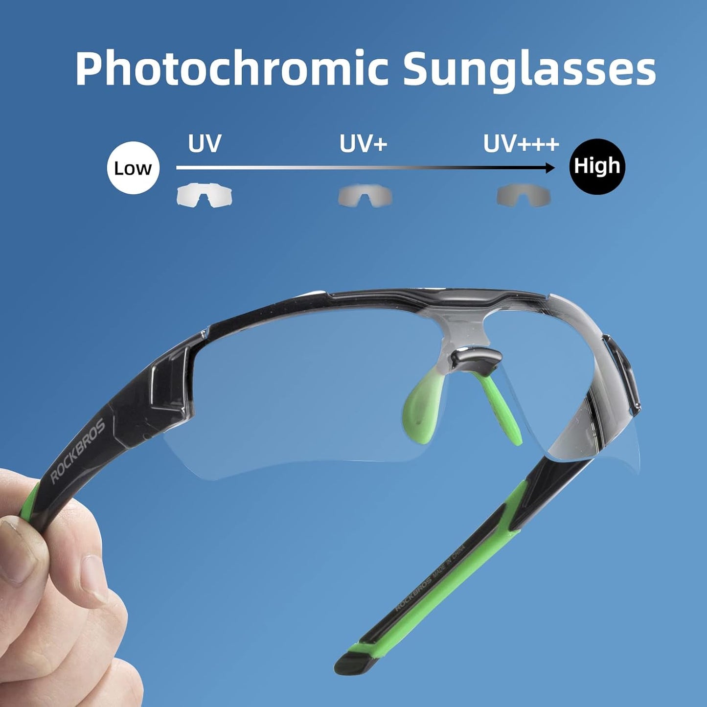 ROCKBROS Photochromic Sunglasses for Men Women Safety Cycling Glasses UV Protection Outdoor Sport Sunglasses
