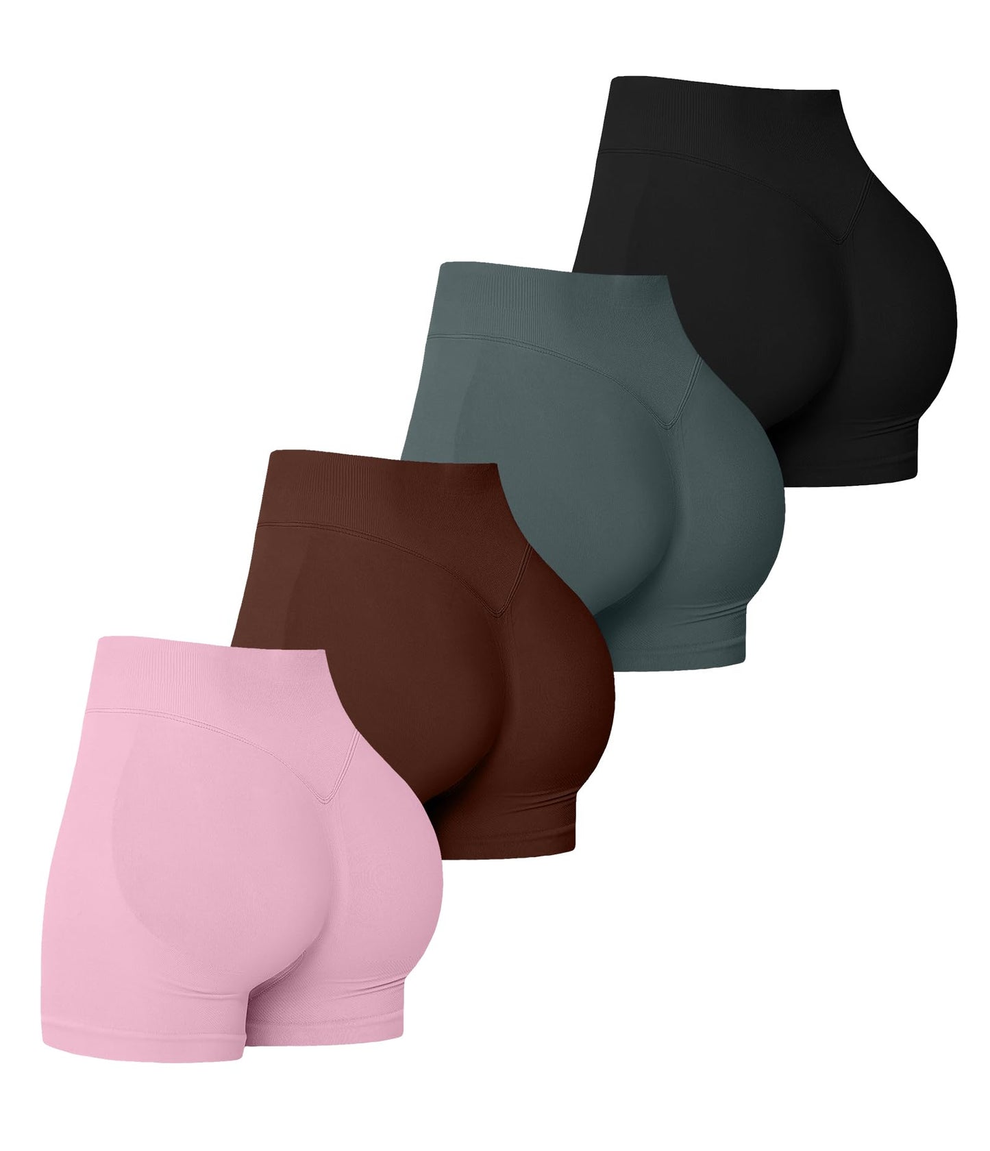 YWBIN 4 Pack Women Workout Gym Impact Shorts Seamless Scrunch Butt Lifting Gym Yoga Shorts